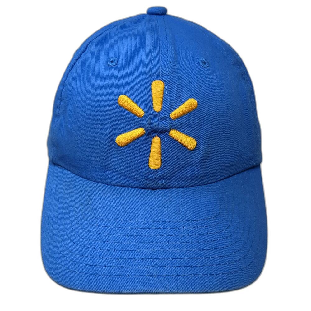 Walmart Spark Logo Yellow Embroidered Blue One Size Strapback Baseball Cap Hat